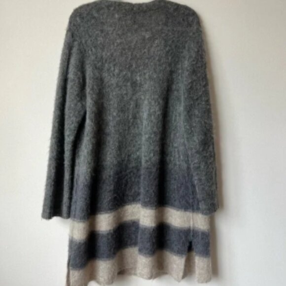 Eileen Fisher Italian Yarn Mohair Alpaca Blend Simple Longline Cardigan Sweater - Picture 2 of 7